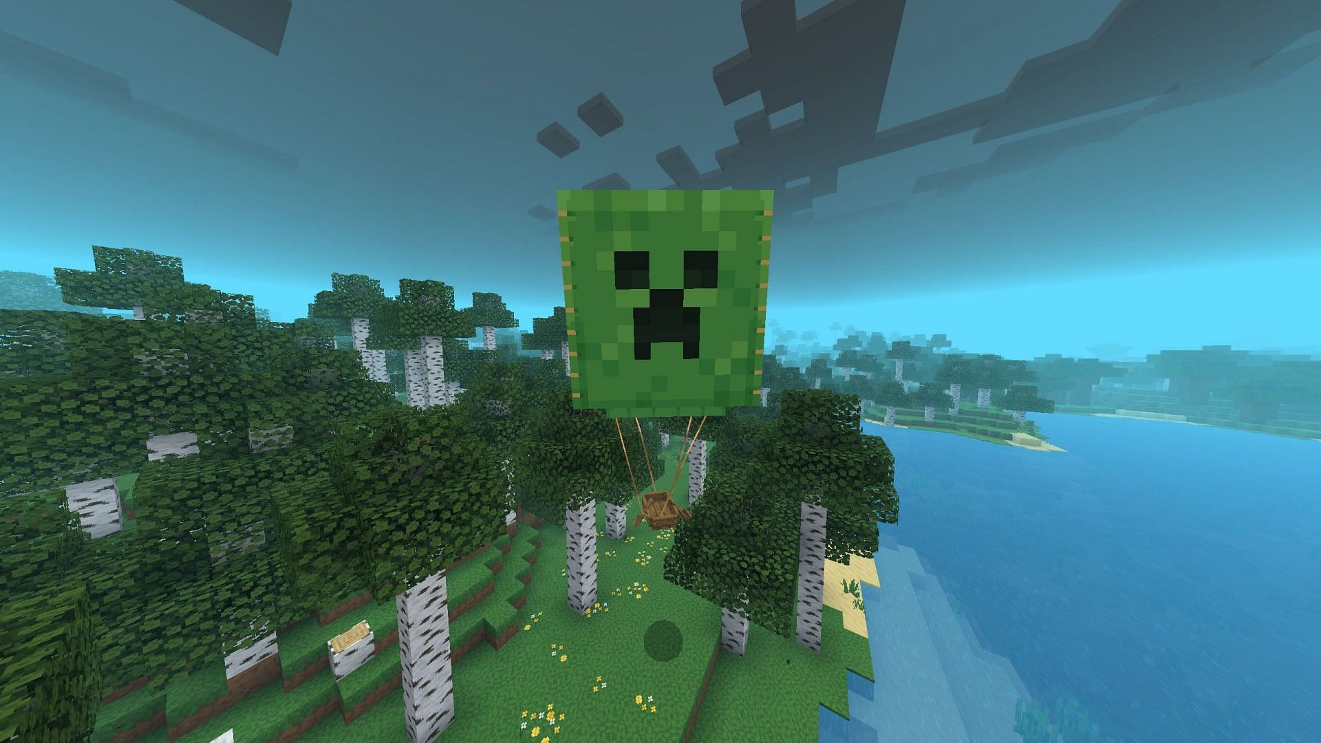 Certain names with name tags change happy ghast texture into a hot-air balloon (Image via Sportskeeda Gaming || Mojang Studios)